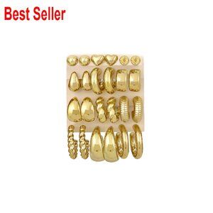 Chunky Gold Hoop Earrings Set Hypoallergenic Lightweight Stackable Huggies